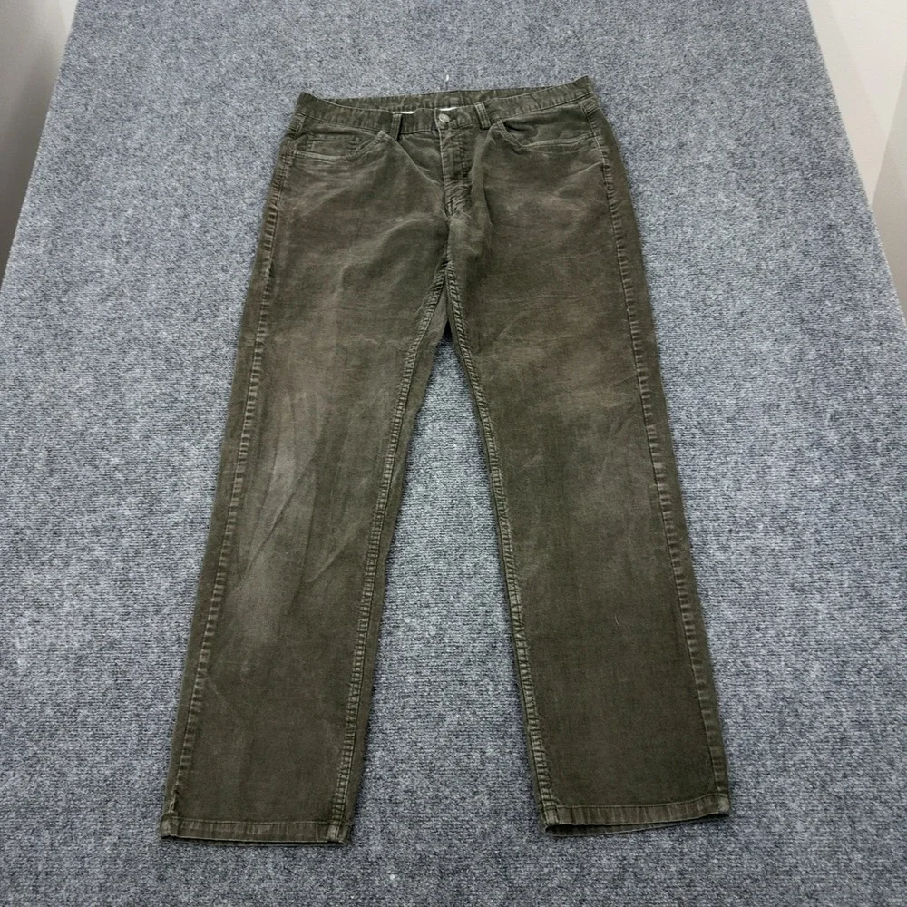 Brooks‎ Brothers Pants Men 36 Olive Green Cotton Spandex Corduroy Classic Casual